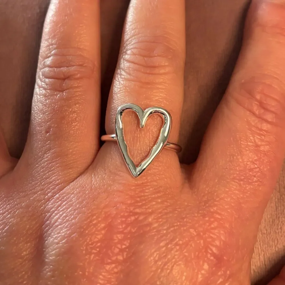 Big Heart adjustable ring in 925 sterling silver